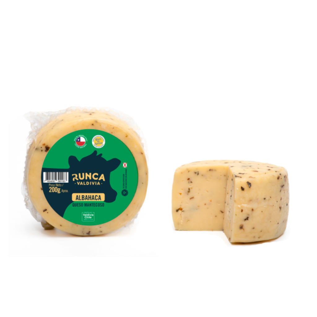 Queso Mantecoso Albahaca 200 Grs | Santiago Natural
