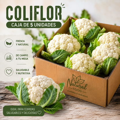 Coliflor Caja 5 Unidades | Por Mayor | Santiago Natural